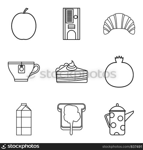Creamy oil icons set. Outline set of 9 creamy oil vector icons for web isolated on white background. Creamy oil icons set, outline style