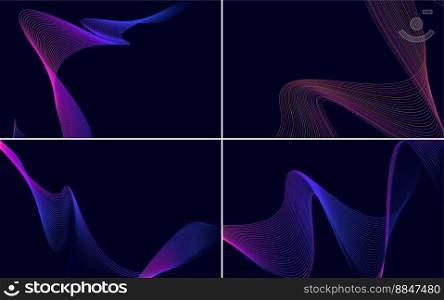 Create a professional look with this set of 4 abstract wave backgrounds