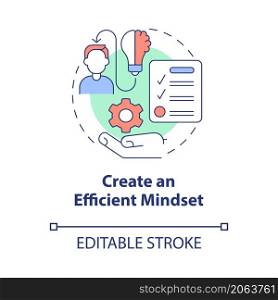 Create an efficient mindset concept icon. Lifestyle management abstract idea thin line illustration. Isolated outline drawing. Editable stroke. Roboto-Medium, Myriad Pro-Bold fonts used. Create an efficient mindset concept icon