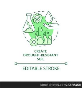 Create drought-resistant soil green concept icon. Shift to regenerative culture abstract idea thin line illustration. Isolated outline drawing. Editable stroke. Arial, Myriad Pro-Bold fonts used. Create drought-resistant soil green concept icon