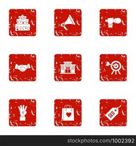 Create love icons set. Grunge set of 9 create love vector icons for web isolated on white background. Create love icons set, grunge style