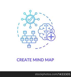Create mind map concept icon. Creative problem solution development idea thin line illustration. Ideas generation, plan visualization. Vector isolated outline RGB color drawing. Create mind map concept icon
