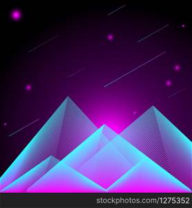 Created fantasy night mountain background, stock vector