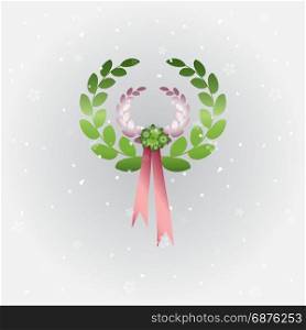 Created laurel wreath on grey background, stock vector