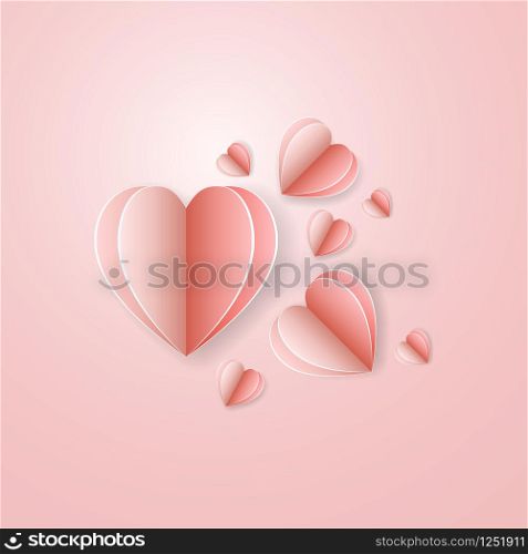 Created paper sweet hearts on pink background, stock vector