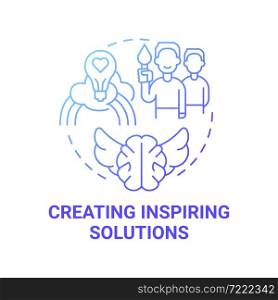 Creating inspiring solutions blue gradient concept icon. Social entrepreneurship abstract idea thin line illustration. Motivation and incentive to change. Vector isolated outline color drawing. Creating inspiring solutions blue gradient concept icon