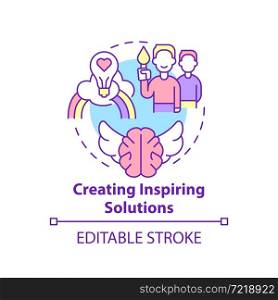 Creating inspiring solutions concept icon. Social entrepreneurship abstract idea thin line illustration. Motivation and incentive to change. Vector isolated outline color drawing. Editable stroke. Creating inspiring solutions concept icon