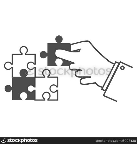 Creating or building own business concept. Puzzle piece, construction and development, build construct, idea and success, solution and growth, challenge and jigsaw illustration