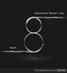 Creative 8 March logo vector design with international women's day background.Women's day symbol.Minimalistic design for international women's day concept.Vector illustration