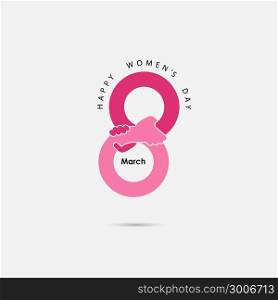 Creative 8 March logo vector design with international women&rsquo;s day icon.Women&rsquo;s day symbol. Minimalistic design for international women&rsquo;s day concept.Vector illustration