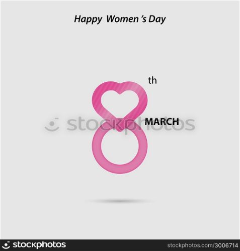 Creative 8 March logo vector design with international women&rsquo;s day icon.Women&rsquo;s day symbol.Minimalistic design for international women&rsquo;s day concept.Vector illustration