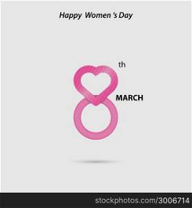 Creative 8 March logo vector design with international women&rsquo;s day icon.Women&rsquo;s day symbol.Minimalistic design for international women&rsquo;s day concept.Vector illustration