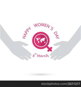 Creative 8 March logo vector design with international women&rsquo;s day icon.Women&rsquo;s day symbol. Minimalistic design for international women&rsquo;s day concept.Vector illustration