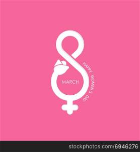 Creative 8 March logo vector design with international women&rsquo;s day icon.Vector illustration
