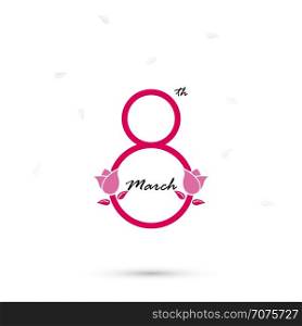 Creative 8 March logo vector design with international women's day icon.Women's day symbol.Minimalistic design for international women's day concept.Vector illustration