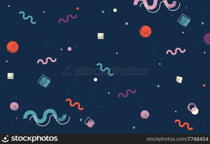 Creative abstract design decorated flat vector background with figures of geometric shapes texture. Colorful modern pattern with minimal design. Retro art for covers, banners, flyers and posters. Creative abstract design decorated flat vector background with figures of geometric shapes