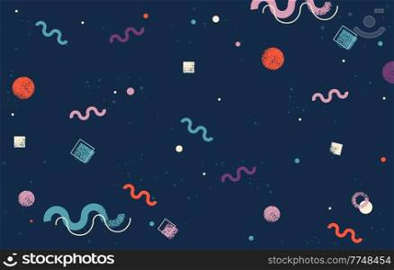 Creative abstract design decorated flat vector background with figures of geometric shapes texture. Colorful modern pattern with minimal design. Retro art for covers, banners, flyers and posters. Creative abstract design decorated flat vector background with figures of geometric shapes