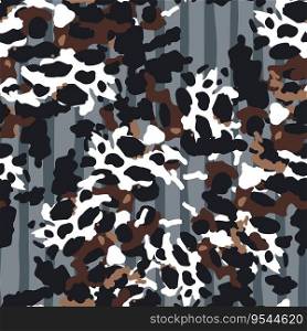 Creative abstract leopard skin seamless pattern. Textured camouflage background. Trendy animal fur wallpaper. Design for fabric, textile, wrapping paper, cover, poster, Illustration. Creative abstract leopard skin seamless pattern. Textured camouflage background. Trendy animal fur wallpaper.