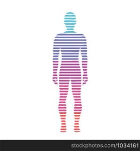 creative abstract man body silhouette striped lines color vector illustration