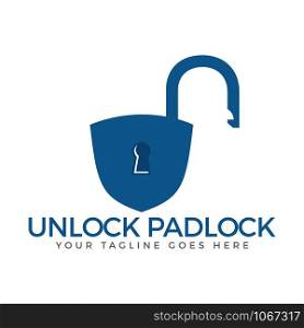 Creative abstract open lock logo. Security logo concept.