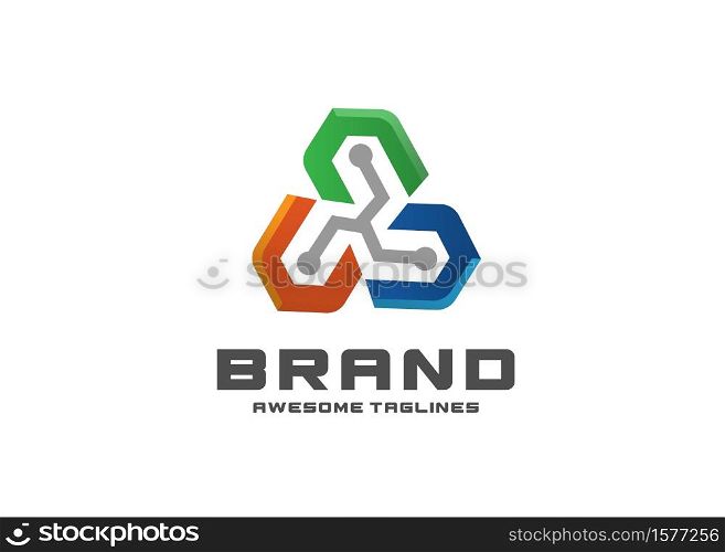 creative abstract Triangle Tech Logo Design Illustration