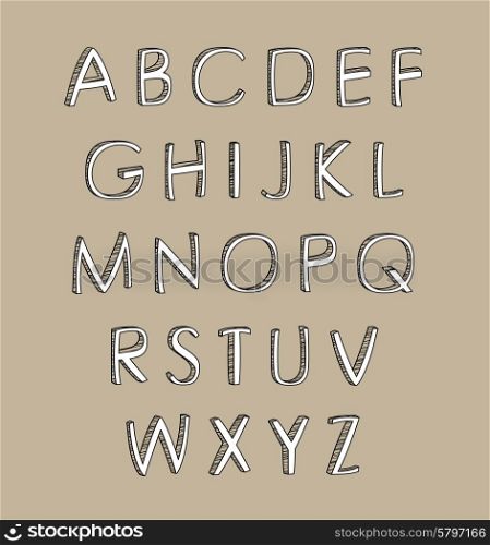 Creative alphabet. Design elements can be used for invitation, congratulation. Digital illustration
