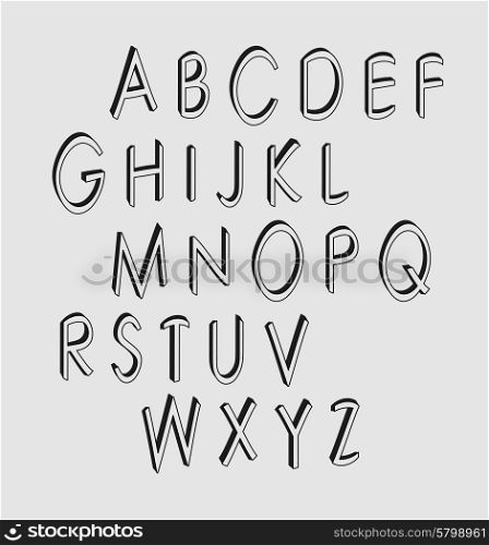 Creative alphabet. Design elements can be used for invitation, congratulation. Digital illustration