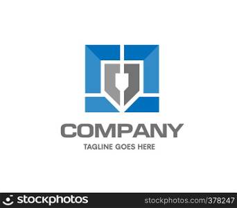 creative and bold vector for shield and building logo vector