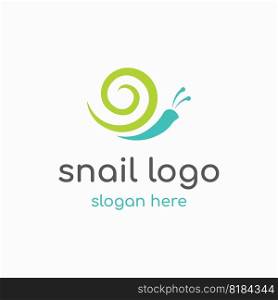 Creative and unique colorful snail and snail shell animal logo design.