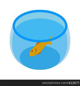 Creative aquarium with a small goldfish isometric 3d icon. Single symbol on a white background. Aquarium with goldfish isometric 3d icon