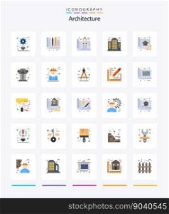 Creative Architecture 25 Flat icon pack  Such As building. architect. ruler. plan. estate