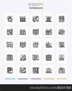 Creative Architecture 25 OutLine icon pack  Such As plan. architecture. document. window. frame