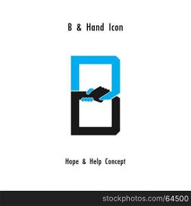 Creative B- alphabet icon abstract and hands icon design vector template.Business offer,partnership,hope,support or help concept.Corporate business and industrial logotype symbol.Vector illustration