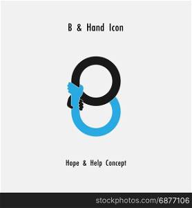 Creative B- alphabet icon abstract and hands icon design vector template.Business offer,partnership,hope,support or help concept.Corporate business and industrial logotype symbol.Vector illustration