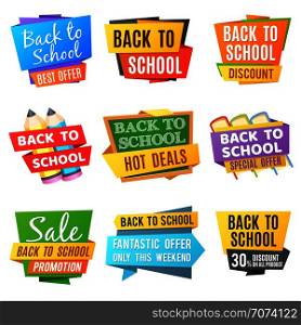Creative back to school vector advertising banners. School colored banner, special offer back to school illustration. Creative back to school vector advertising banners