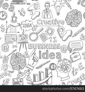 Creative background seamless pattern with business idea symbols vector illustration