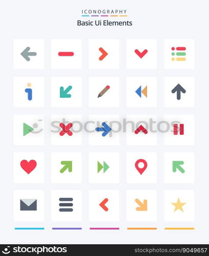 Creative Basic Ui Elements 25 Flat icon pack  Such As task. down. arrow. direction. arrow
