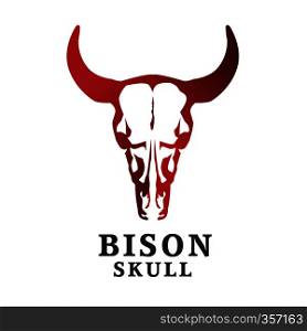 creative bison skull logo. Buffalo cranium vector illustration