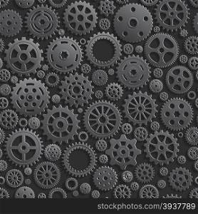 Creative Black Gears 3d Seamless Pattern Background. Vector for your design