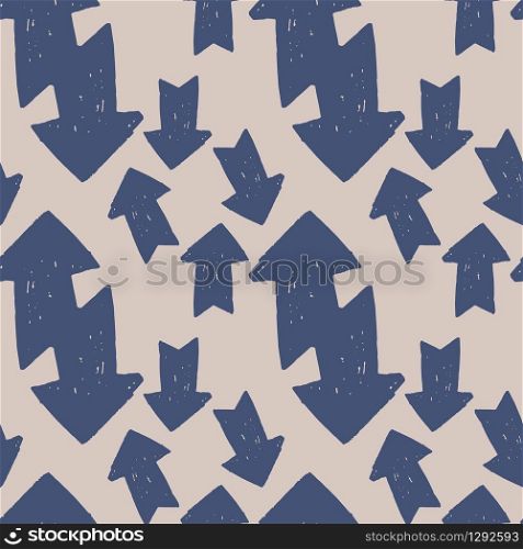 Creative blue arrows ink seamless pattern. Vector illustration. Design for book covers, wallpapers, graphic art, wrapping paper and textile fabric.. Creative blue arrows ink seamless pattern. Vector illustration.
