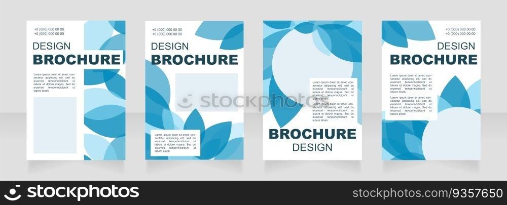 Creative blue blank brochure layout design. Leaves decor. Vertical poster template set with empty copy space for text. Premade corporate reports collection. Editable flyer paper pages. Creative blue blank brochure layout design