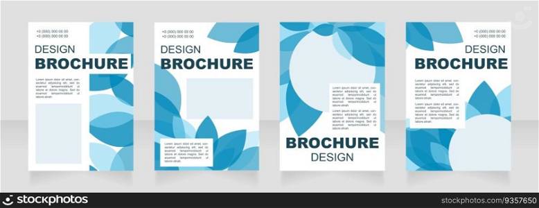 Creative blue blank brochure layout design. Leaves decor. Vertical poster template set with empty copy space for text. Premade corporate reports collection. Editable flyer paper pages. Creative blue blank brochure layout design