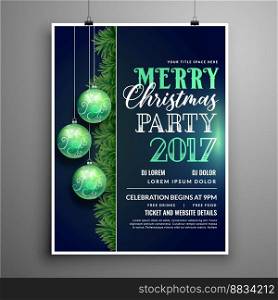 Creative blue christmas party flyer design vector image