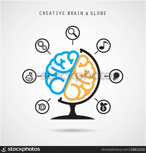 Creative brain abstract vector logo design and infographics template. Corporate business industrial creative logotype symbol.Vector illustration