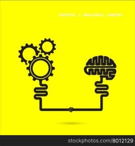 Creative brain and industrial concept.Brain and gear icon. brainstorm concept business and education idea, innovation and solution, creative design.Vector illustration