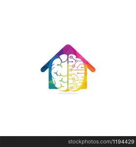 Creative brain house logo design. Think idea concept.Brainstorm power thinking brain Logotype icon.