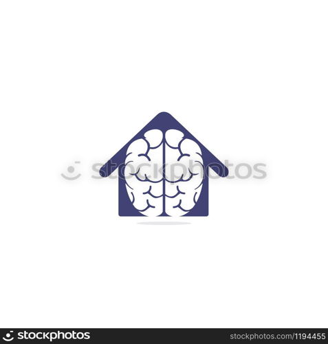 Creative brain house logo design. Think idea concept.Brainstorm power thinking brain Logotype icon.