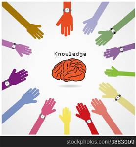 Creative brain Idea concept with businessman hands on background, brainstorming concept, business idea, education sign .vector illustration