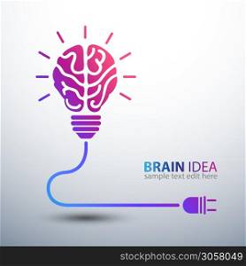 Creative brain Idea concept with light bulb icon ,vector illustration