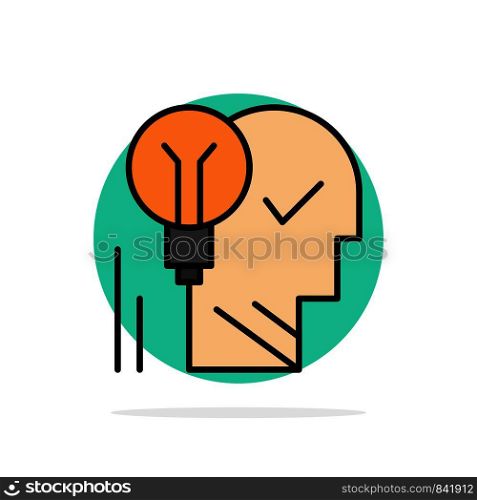 Creative, Brain, Idea, Light bulb, Mind, Personal, Power, Success Abstract Circle Background Flat color Icon